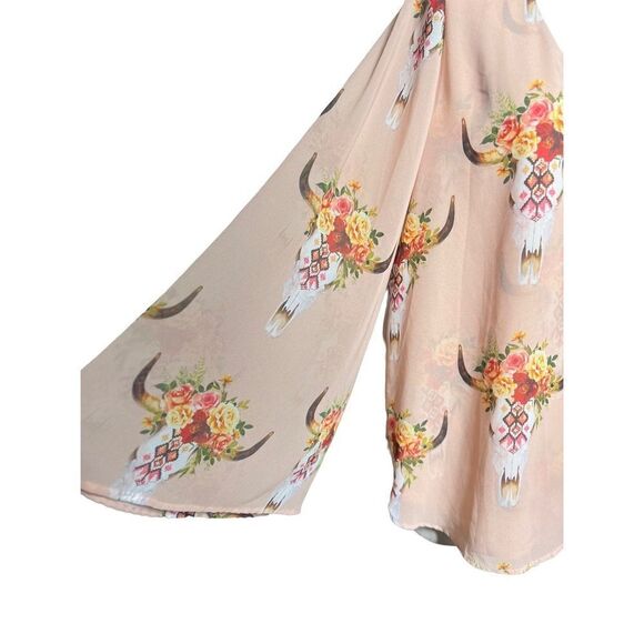 Show me your Mumu Peasant Sleeve Bohemian Chiffon Sheer Blouse Medium - Picture 2 of 4